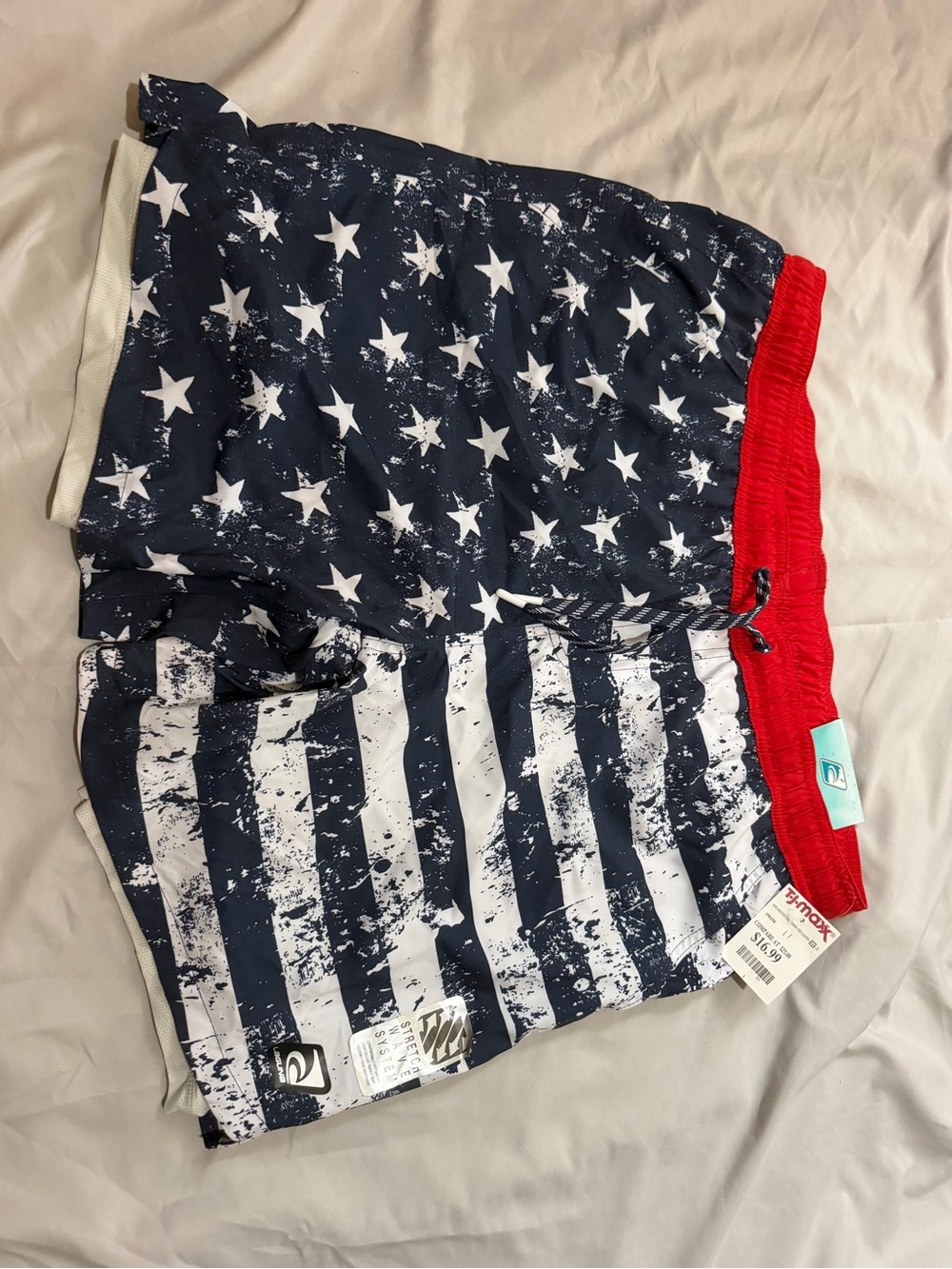 Men's American Flag Swim Shorts - Red & Navy